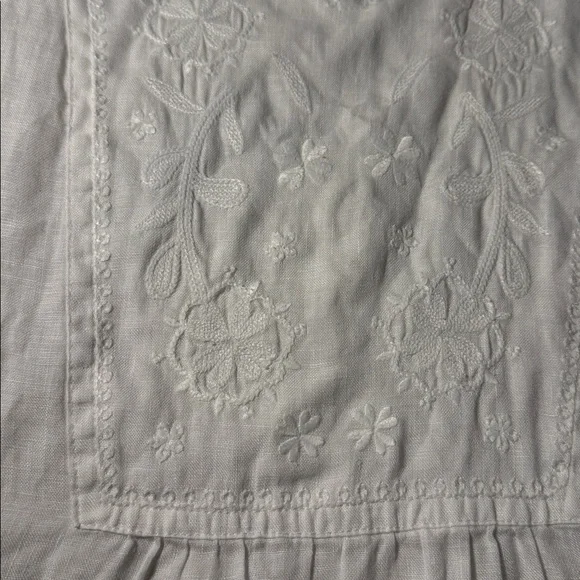 J. Jill Size Medium 100% Linen White Embroidered Split-Neck Tunic Top - Picture 6 of 7